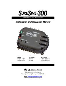 Morningstar SureSine-300 inverter manual